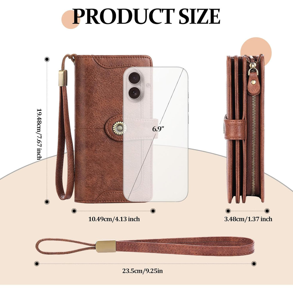 FALAN MULE Wallets for Women Trifold Wristlet Wallets Large Capacity RFID Blocking Ladies Purse Credit Card Holder