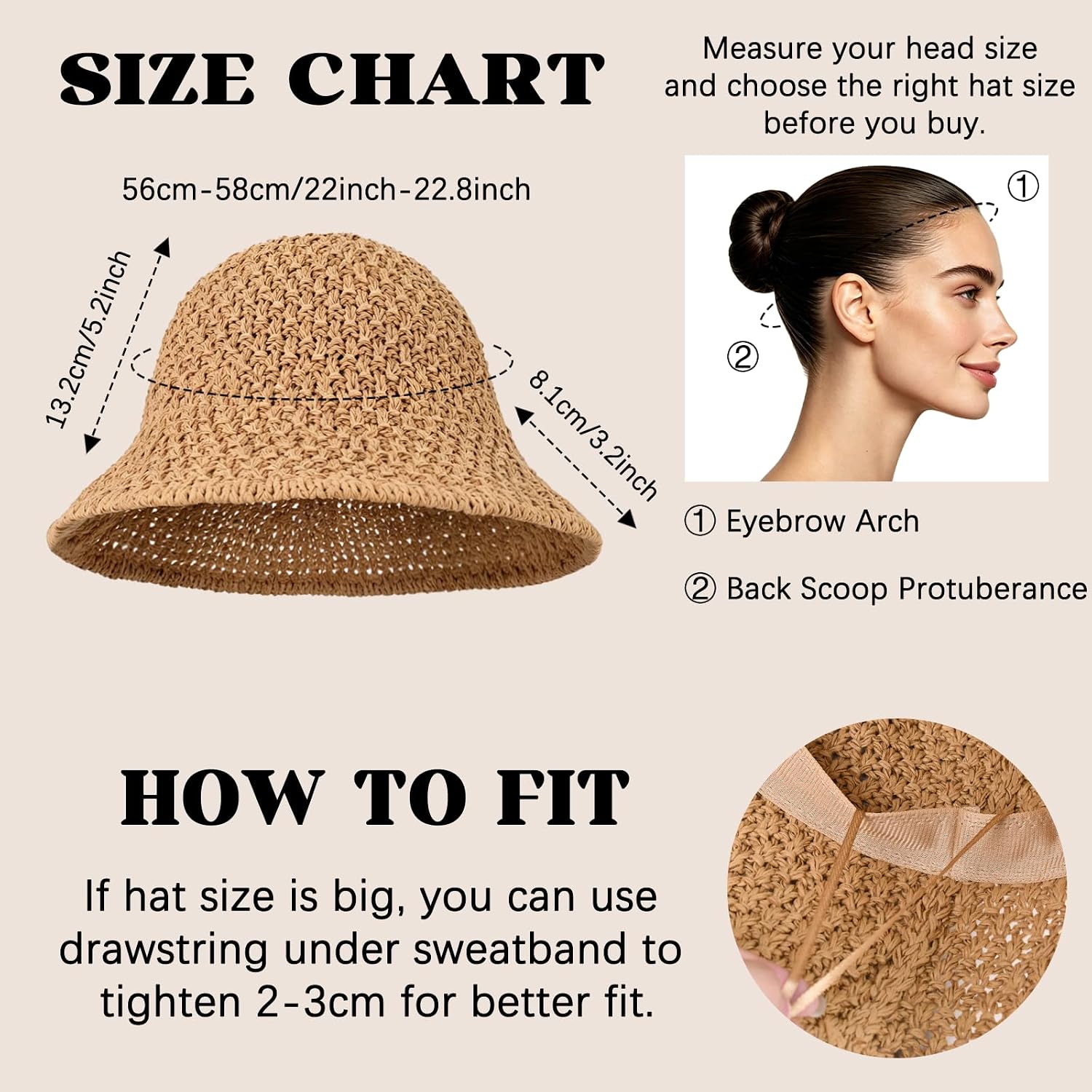 Sun Hat For Women Summer Straw Beach Hats Floppy Crochet Hat Uv Protection Travel Bucket Hat Foldable Packable