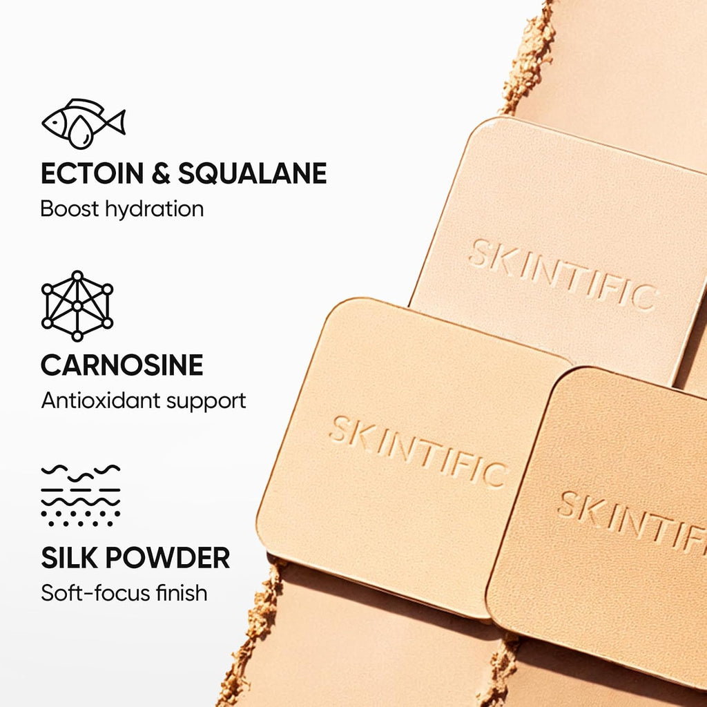 Skintific Ultra Cover Powder Foundation, Full Coverage Matte Finish, One-Swipe Flawless Pressed Powder With Oil Control, Lightweight & Long-Lasting, Pore-Blurring For Oily Skin (02 Ivory)