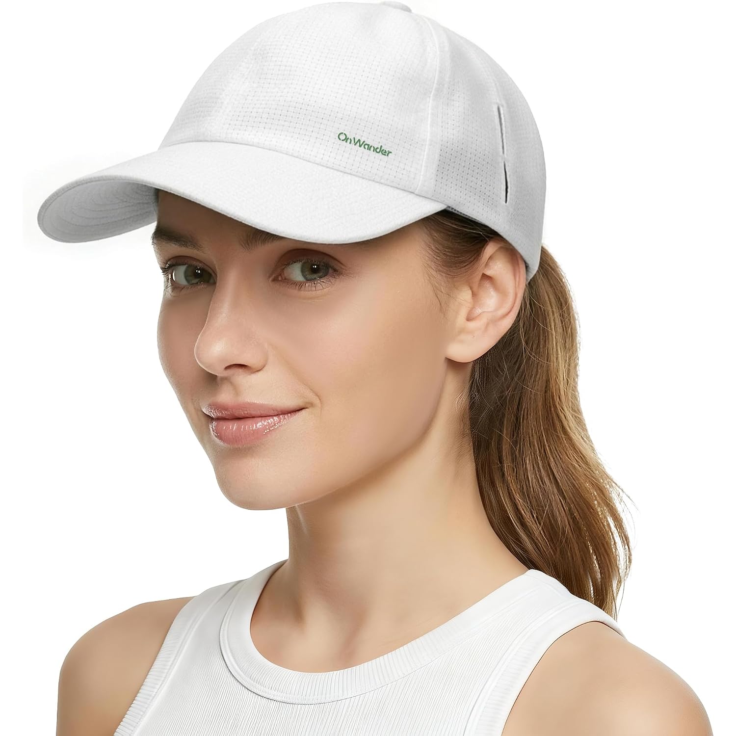 Lightweight Golf Hat for Women Men, UPF 80+ Sun Protection Cap, Breathable Quick-Dry Baseball Cap for Running Sport White
