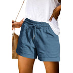 Womens Casual Elastic Shorts Summer Drawstring Waist Comfy Shorts with Pockets