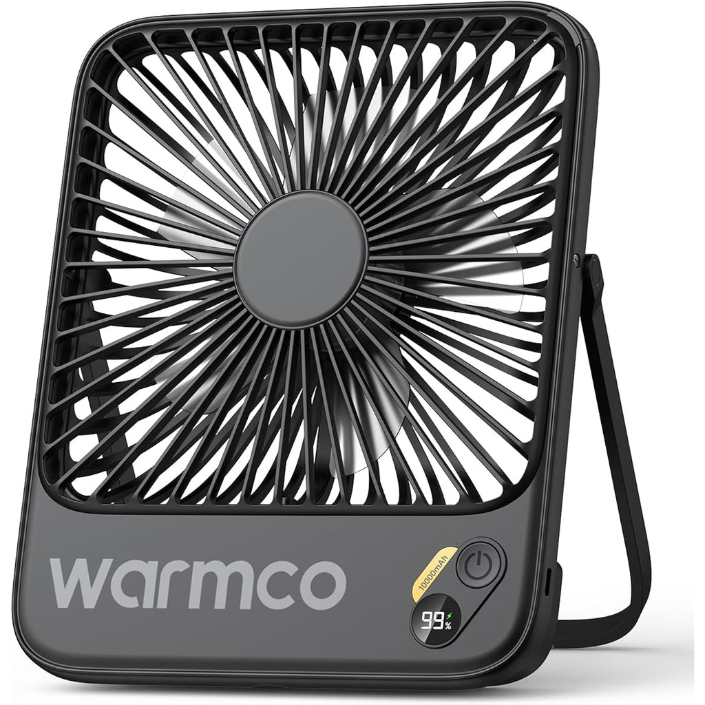 Warmco D3 10000Mah Portable Travel Fan 7-Inch, Up To 24H Runtime | Ultra-Slim, Quiet Operation, Battery Powered Fan With Digital Display For Sleeping, Camping, Office, Cruise Essentials