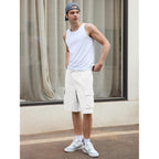Runcati Mens Cargo Shorts Chino Cotton Drawstring Casual Shorts Summer Twill Outdoor Short Pants