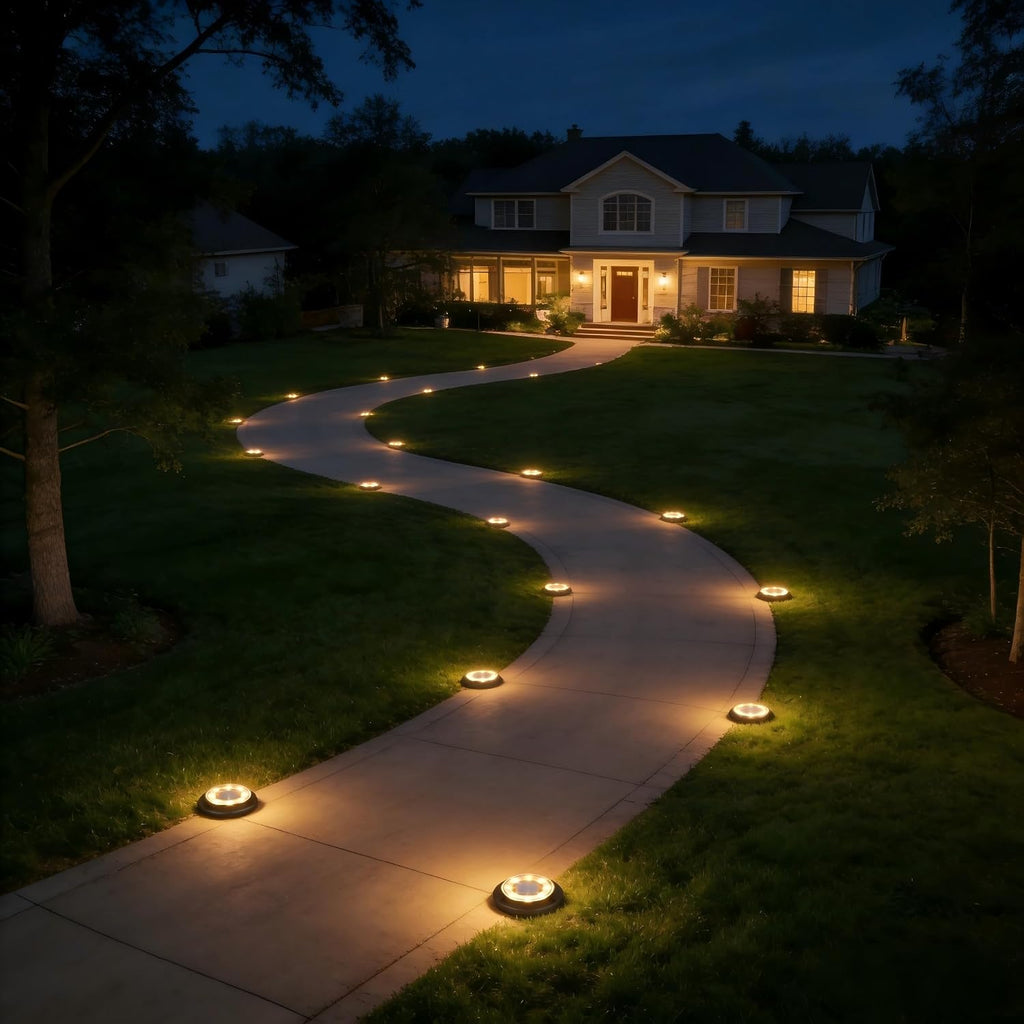 Solar Lights Outdoor Waterproof - 2-In-1 Solar Powered Ground Lights Outdoor Solar Disk Light Landscape Light For Deck Step Patio Yard Pathway Walkway Driveway Garden (Warm White, 12 Pack)