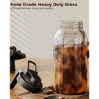 Cold Brew Coffee Maker 64Oz, Iced Coffee Maker With 304 Stainless Steel Filter, Mason Jar Pitcher With Lid And Spout (Black)