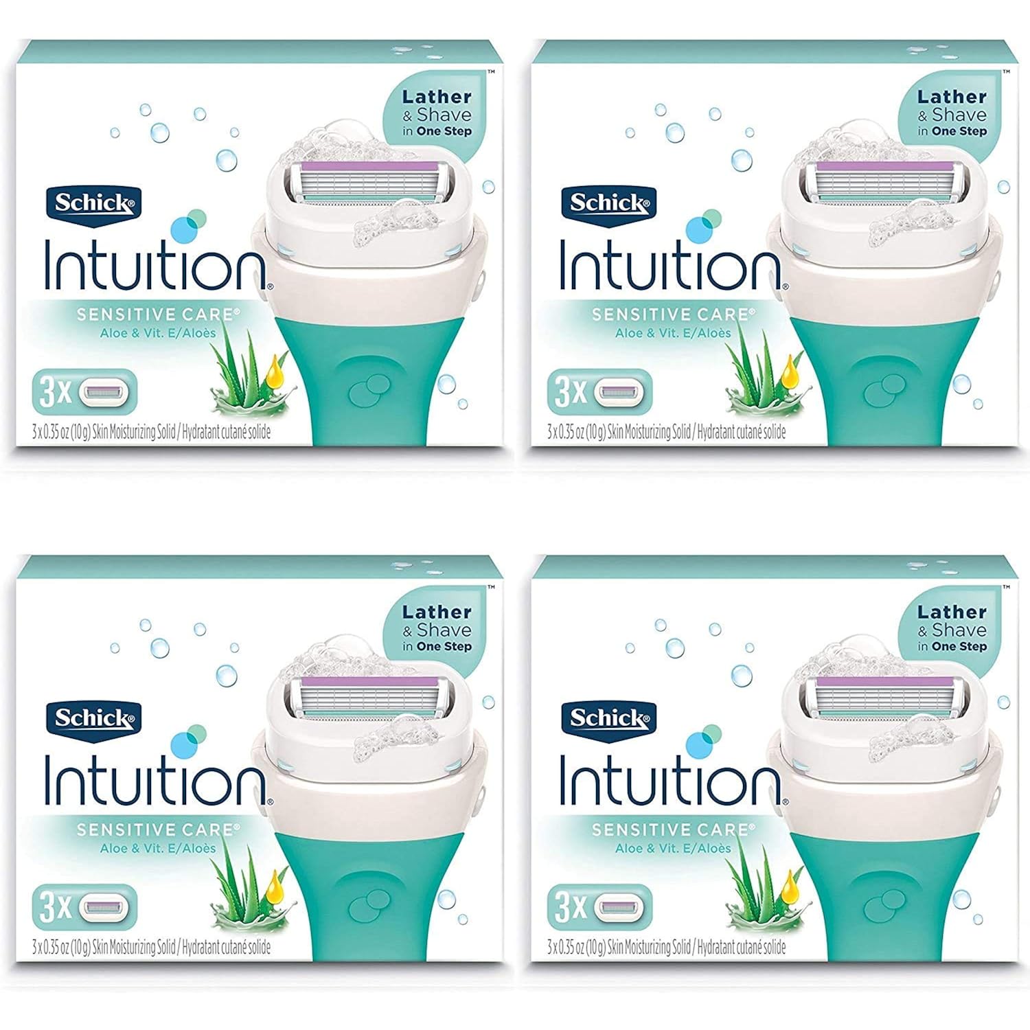 Schick Intuition Pure Nourishment Womens Razor Refills with Coconut Milk and Almond Oil, 3 Count (Pack of 4)