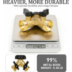 Hourleey Brass Garden Hose Splitter 2 Way, 3/4 Inch Hose Connector Tap Splitter, Hose Y Splitter, Hose Spigot Adapter 2 Valves With Extra Rubber Washers