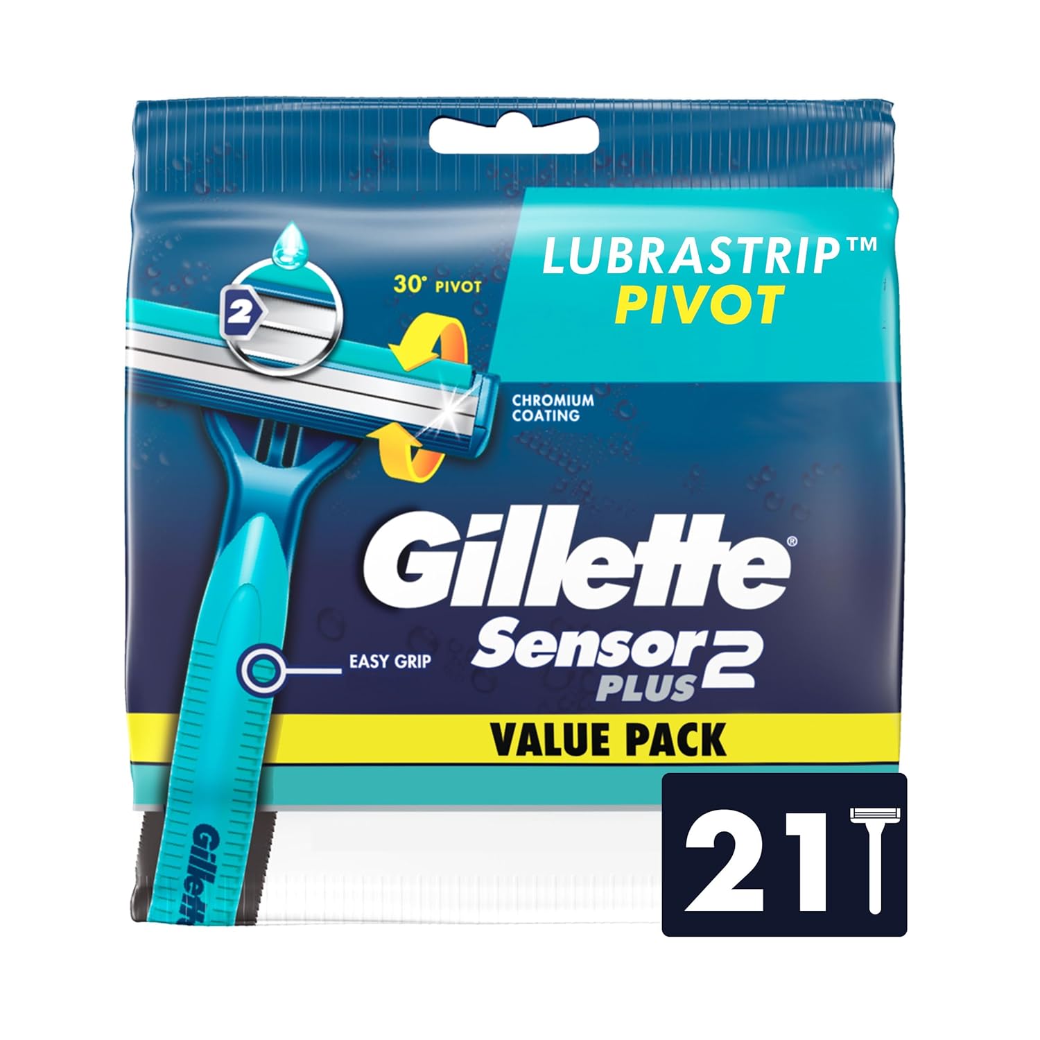 Sensor2 Plus Pivot Men's Disposable Razor, 21 Razors