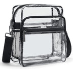 Clear Bag For Stadium Events 12X6X12 Clear Purse With 3-Zipper Pockets Crossbody Handbag Tote For Concerts Sports