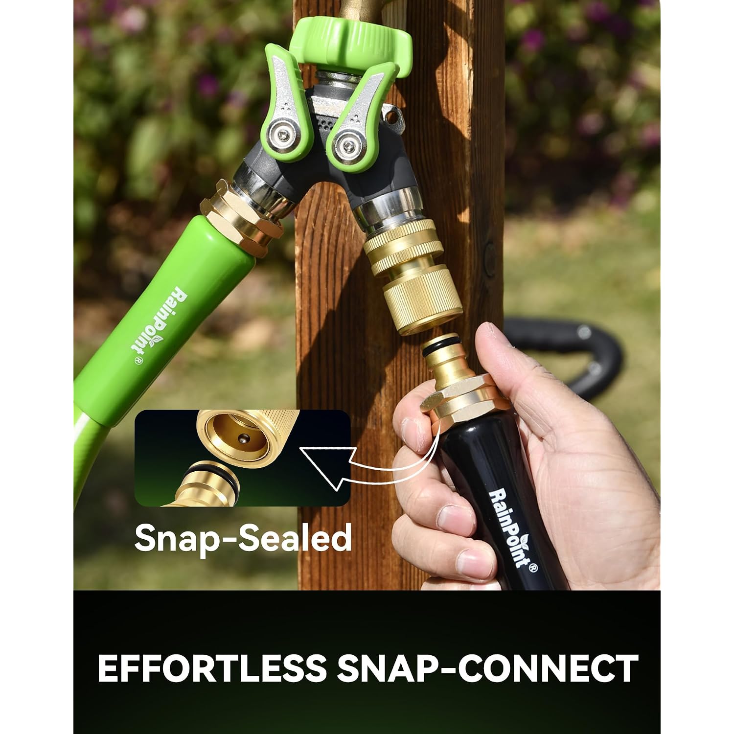 Rainpoint Quick Connect Hose Fittings 3/4" Ght - Solid Brass Garden Hose Connectors, No-Leak Design & Universal Fit For Instant Connection (2 Sets)