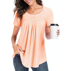 Women's Tunic Tops Loose Fit Short Sleeve Shirts Crew Neck Summer Casual Tops