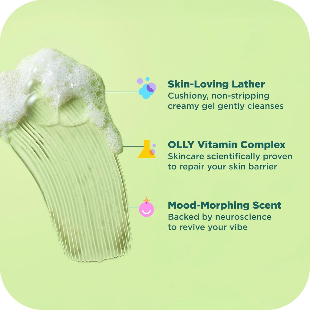 Olly Revive Body Wash With Magnesium, Electrolytes & Vitamin B12– Nourishing Cleanser For Skin Barrier Repair, Deep Hydration, Refreshing Nerolidew Scent, 17 Oz
