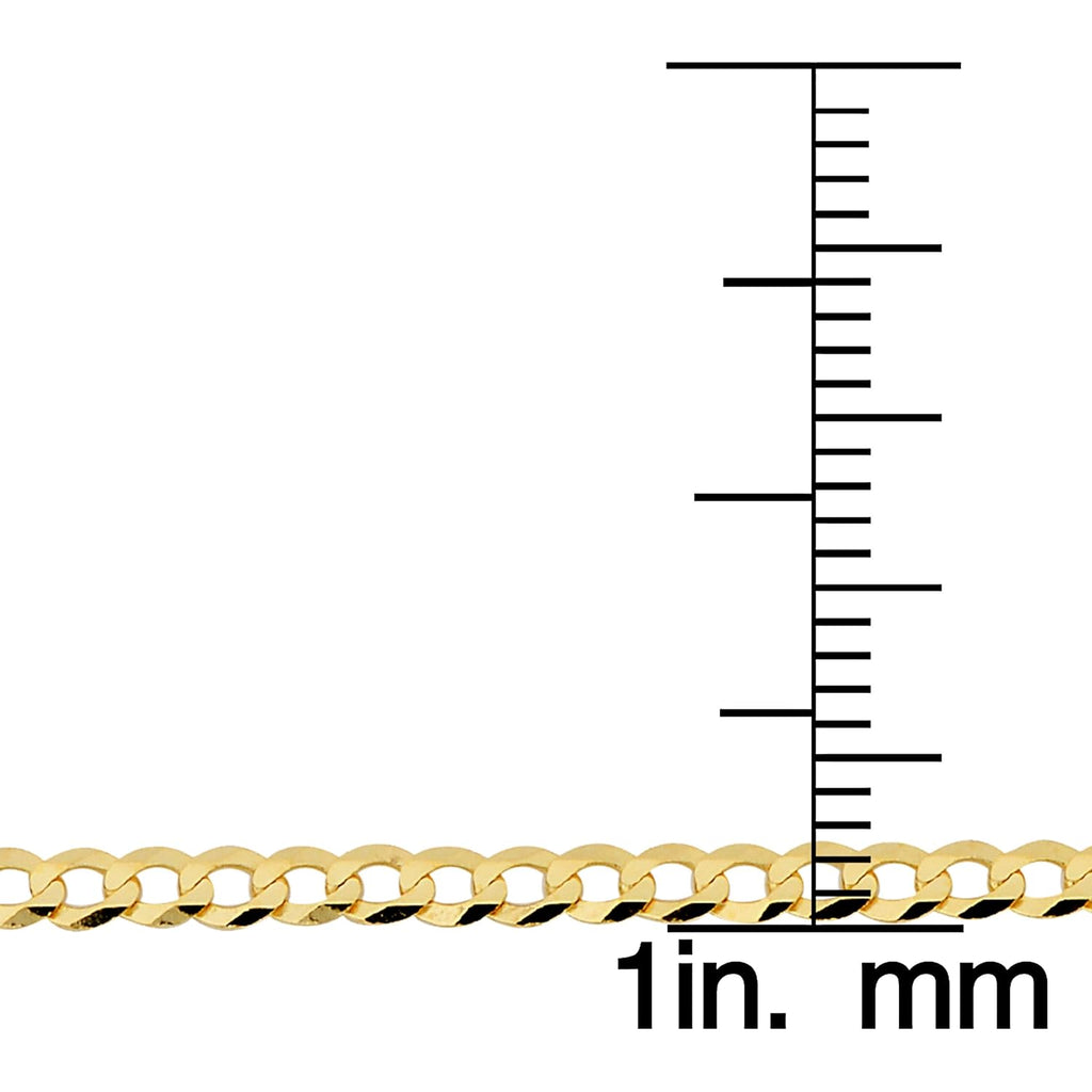 Kooljewelry Real Solid 10k Yellow Gold 2.7 mm Curb Link Chain Necklace for Men and Women (16, 18, 20, 22, 24 or 30 inch)