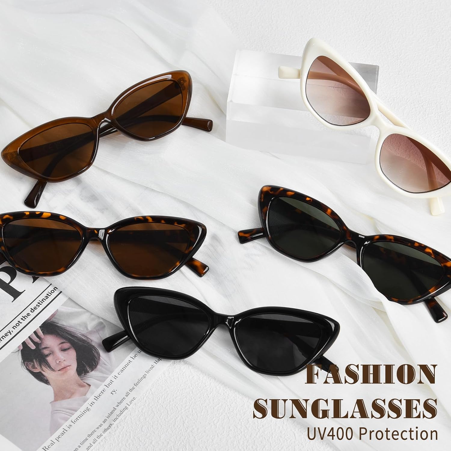 Cat Eye Sunglasses for Women, Vintage Retro Narrow Cateye Frame Trendy Sun Glasses, OP6913 Tortoise