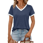 Womens Short Sleeve T-Shirts Summer Tops Casual Soft Tunic V Neck Basic Workout Clothes Spring Fashion Outfits 2026