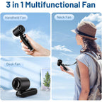 Lerat Portable Handheld Turbo Fan, 5 High-Speed Wind, Battery Operated, Up To 12H Runtime, 3 In 1 Hand Fan With Led Display & Flashlight, Personal Cooling Fan For Travel, Outdoor, Beach Essentials