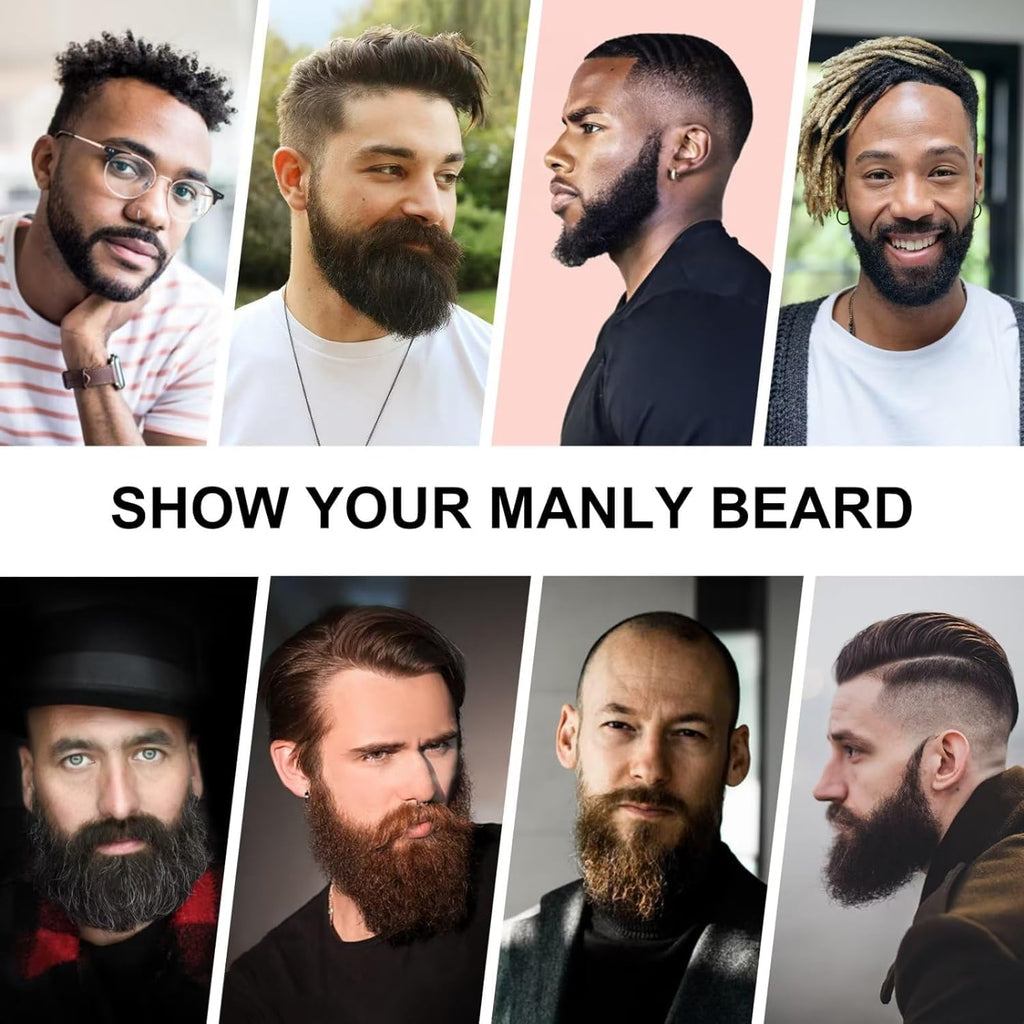 RAFFIN Beard Growth Kit, Beard Growth Oil (2Oz) w/3 X Thickening Biotin & Castor Oil for Spot/Patchy Beard, Achieve Fuller, Thicker, Healthier Beard, Birthday Gifts for Men Him Boyfriend Husband Dad