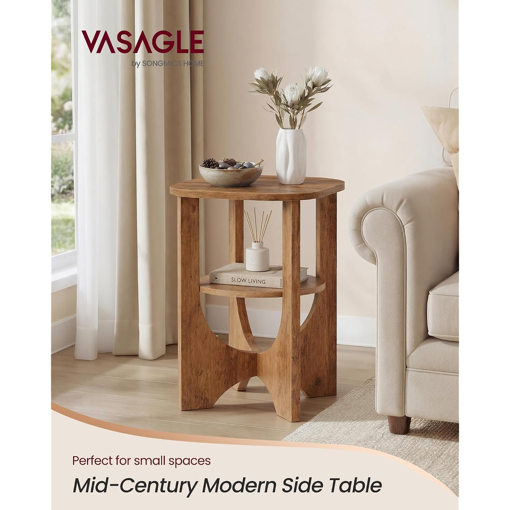 Vasagle Side Table, 2 Tier Small Accent End Table, Nightstand With Lower Shelf For Small Spaces, Living Room, Bedroom, Honey Brown Ulet233M101S