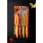 VITUER Paring knife, 4PCS Paring knives (4 Knives and 4 Knife cover), 4 Inch Peeling Fruit and Vegetable Knife, Ultra Sharp Kitchen Knives, German Steel, PP Plastic Handle