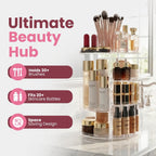 Masirs 360 Rotating Makeup Organizer Countertop - Adjustable Shelf Height - The Perfect Round Spinning Cosmetic Organizer For Bedroom Dresser Or Vanity Countertop Storage (Clear)