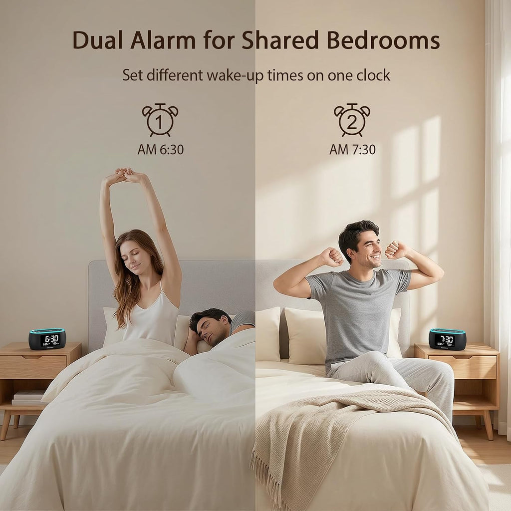 Housbay Digital Alarm Clock Radio For Bedrooms, Phone-Free Wake-Up With Dual Alarm, Night Light, Small Radio Clock For Bedside | Phone-Free Wake-Up With Dual Alarm, Fm Radio For Favorite Stations, Small Radio Clock For Bedside, Battery Backup