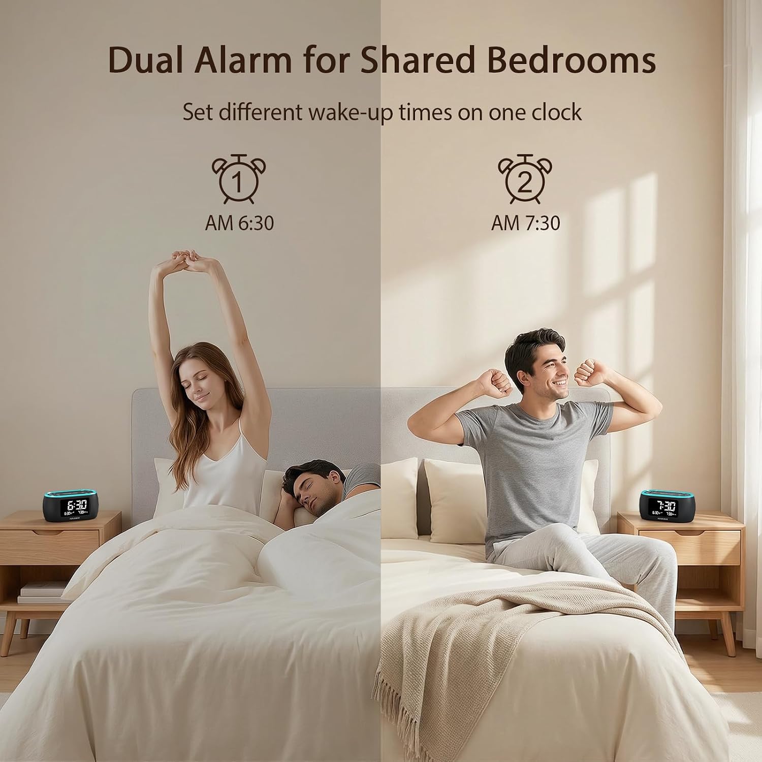 Housbay Digital Alarm Clock Radio For Bedrooms, Phone-Free Wake-Up With Dual Alarm, Night Light, Small Radio Clock For Bedside | Phone-Free Wake-Up With Dual Alarm, Fm Radio For Favorite Stations, Small Radio Clock For Bedside, Battery Backup