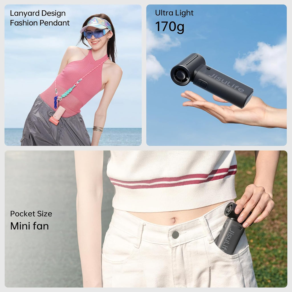 Jisulife Portable Handheld Fan Life9, Turbo Airflow, Up To 18H Runtime | 5 Speeds, 5000Mah, Mini Pocket Design, Personal Fan For Travel, Concerts, Makeup, Trendy Gifts For Women Men -Black