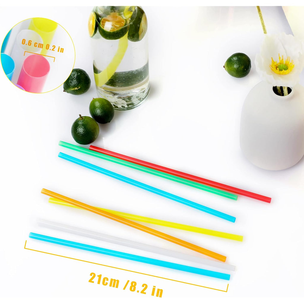 500 Pcs Colorful Disposable Drinking Plastic Straws.(0.23'' Diameter And 8.26" Long)-8 Colors