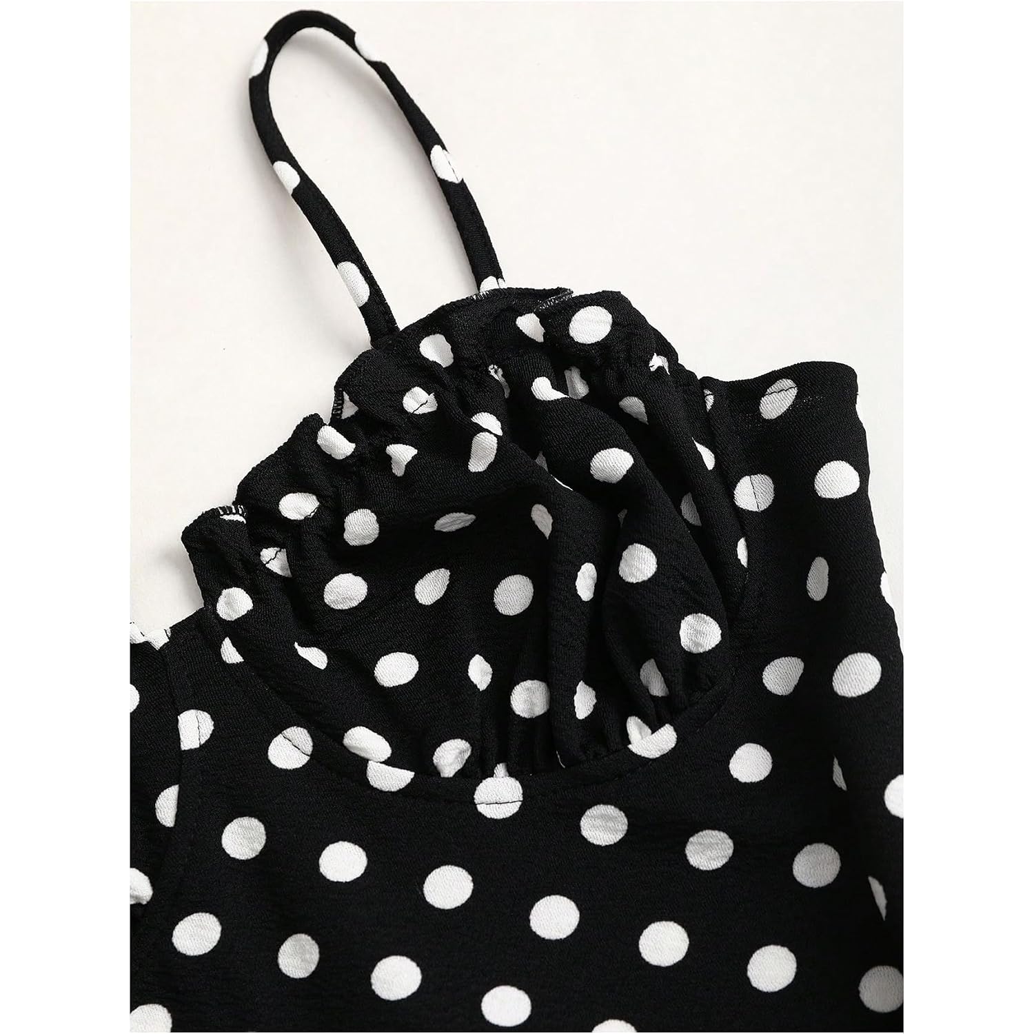 Milumia Women'S Polka Dots Frill Trim Cami Dress Elegant Ruched Bust Fishtail Maxi Dresses