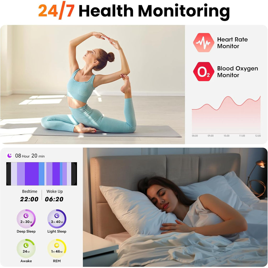Hwagol Smart Watches for Women Android Phones iPhone Compatible(Bluetooth Call),1.39'' Round Fitness Tracker Heart Rate/Sleep Monitor,100+Sport Modes Pedometer