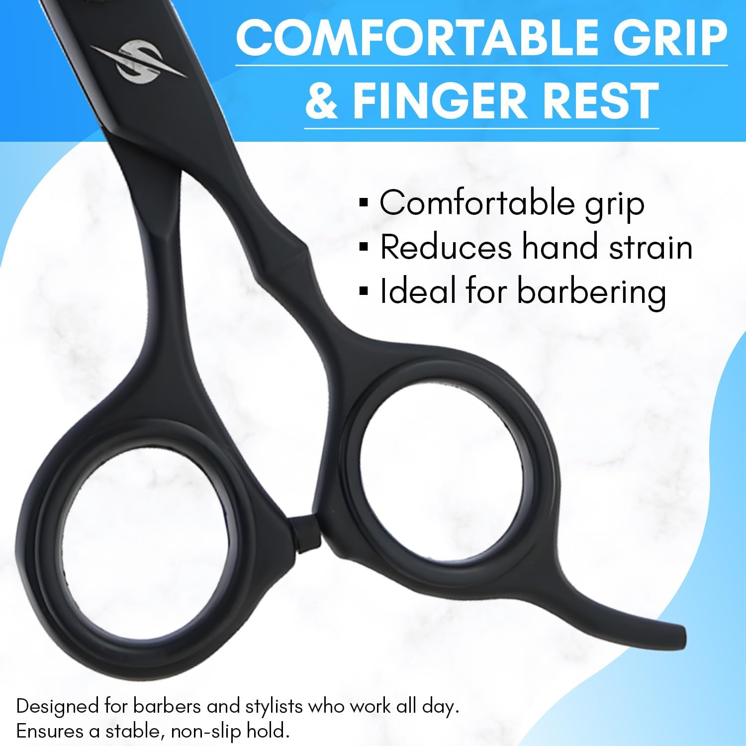 Hair Cutting Scissors Set – 7 Inch Razor-Sharp Barber Shears & Thinning Scissors, Comb & Case Ergonomic, Adjustable Tension (Matte Black Finish)