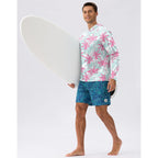 Pudolla Men'S Sun Protection Hoodie Shirts Upf 50+ Rash Guard Spf Long Sleeve Fishing Shirt For Men Swim Hiking Boating