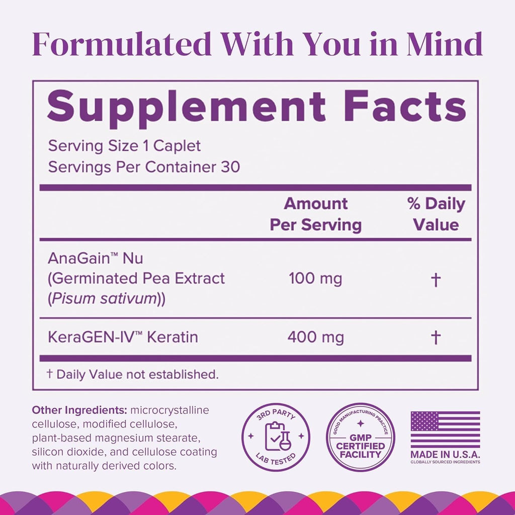 Barimelts Hair Health+ – Helps Reduce Hair Thinning For Glp-1 Users Or Bariatric Patients – Hair Growth Supplement With Clinically Studied Anagain™ Nu And Keratin – 1-Month Supply