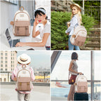 Windars School Backpack For Teen Girls, Cute College Backpacks For Women Students Aesthetic Bookbag Large 15.6 Inch Laptop Bag Middle School Travel Back Pack (Khaki Beige)