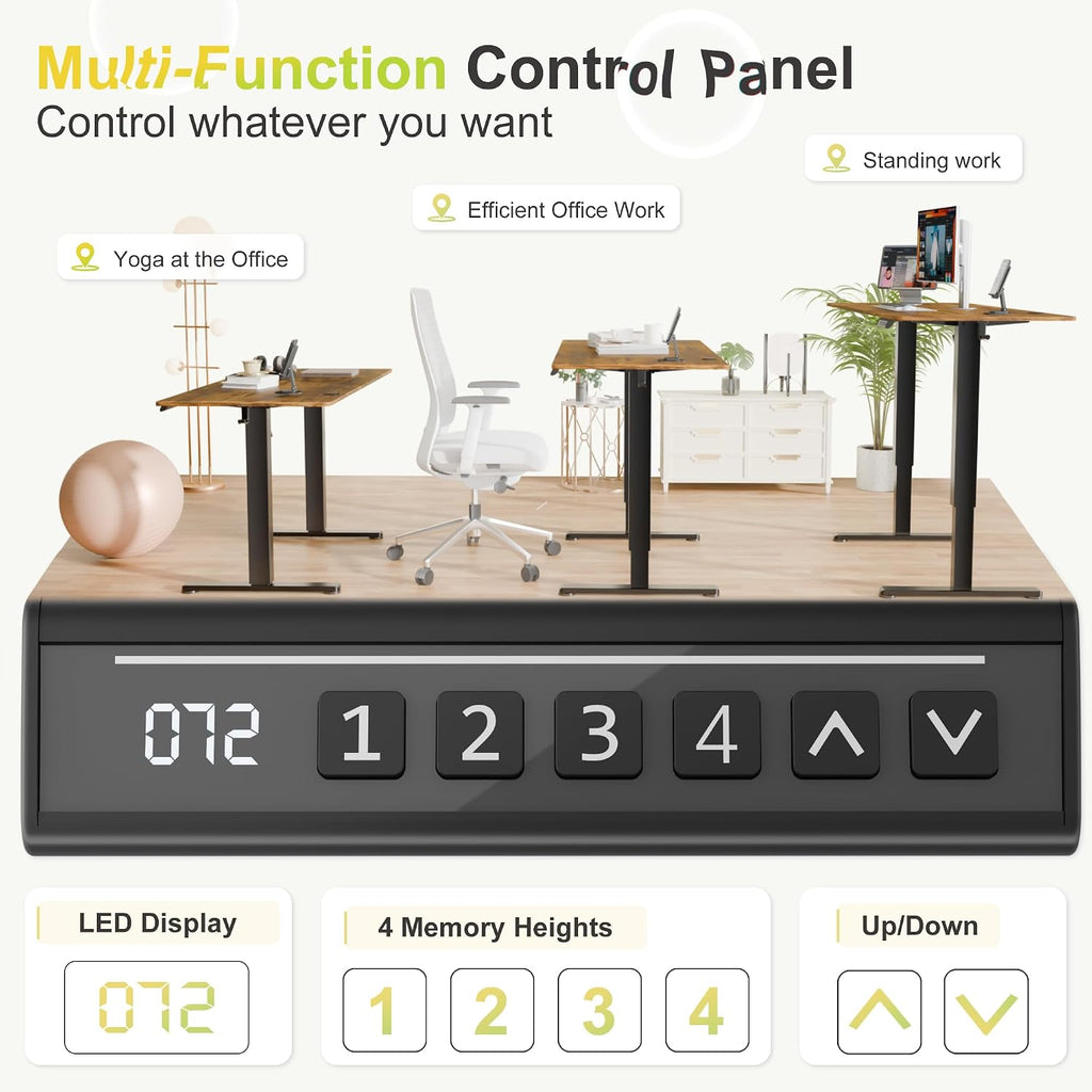 Furmax Electric Standing Desk, 45 X 24 Inches Sit Stand Up Desk, Sit Stand Height Adjustable Home Office Desk With 4 Height Position Memory (Rustic Brown, 45)