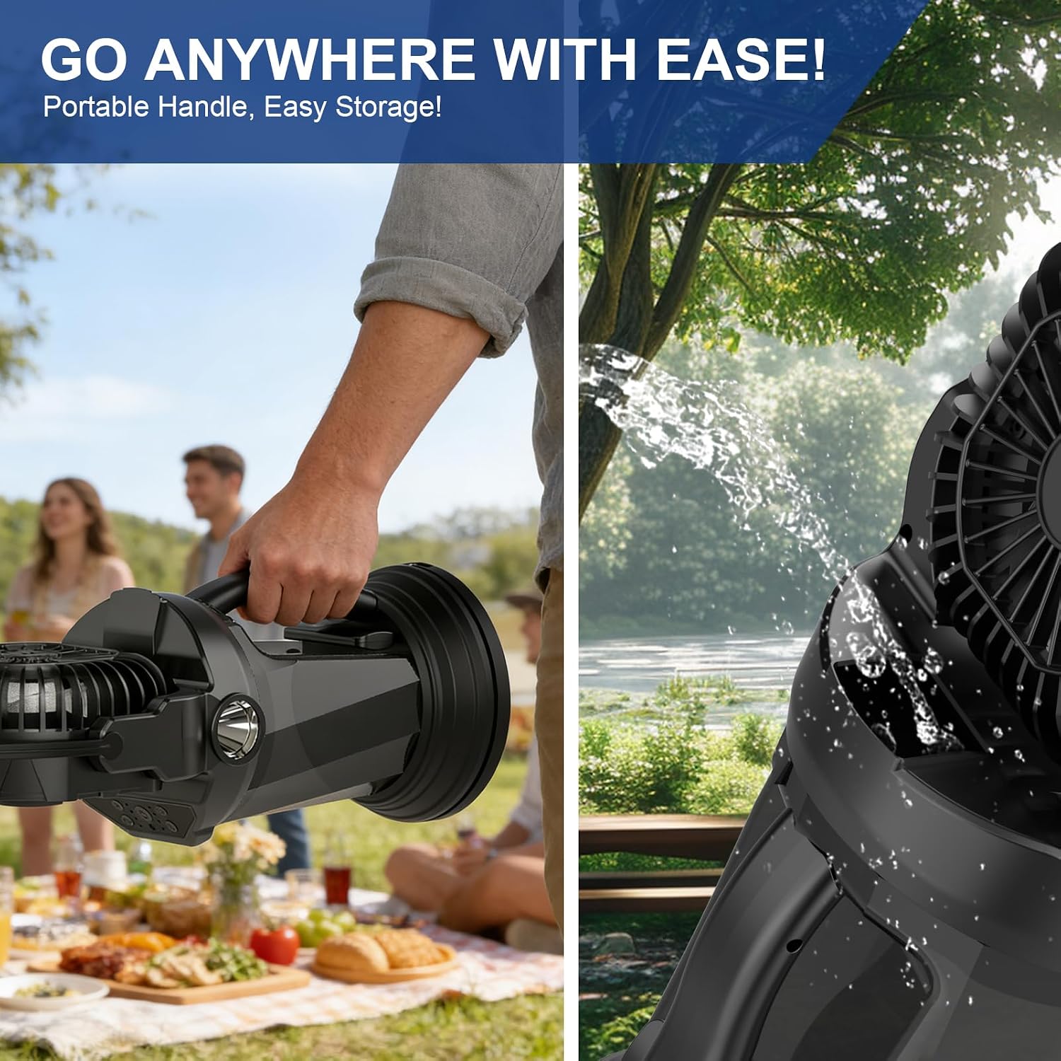 Ghora 2026 New Portable Misting Fan,25000Mah Rechargeable Battery Operated Fan For Outside Patios, 60H Runtime Oscillating Mist Fan With Remote, 2L Water Tank & Rgb For Camping, Beach
