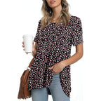 POPYOUNG Women's Summer Long Tunic Top To Wear With Leggings Short Sleeve Shirt Loose Fit Dressy