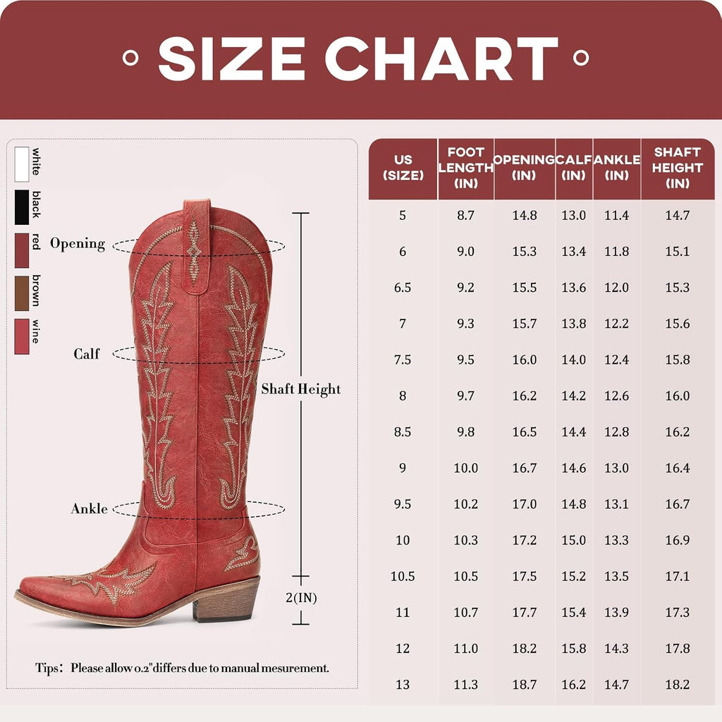 Cowboy Boots For Women - Knee High Pointed Toe Chunky Heel Pull On Zipper Western Cowgirl Boots, Retro Country Vintage Fashion Tall Boots