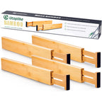 Utoplike 4 Pcs Bamboo Kitchen Drawer Dividers Large, Adjustable Drawer Organizers, Spring Loaded, Expandable Organization Works In Kitchen, Dresser, Bathroom, Bedroom, Drawer, Desk