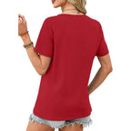 Xieerduo Womens Summer Tops Short Sleeve Henley Shirts Casual V Neck T Shirts Business Work Blouses Dressy 2026