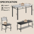 Ironck Dining Table Set For 4, Kitchen Table With Upholstered Bench And 2 Chairs, Kitchen Table And Chairs Set For Small Space, Apartment, Gray