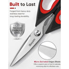 Ibayam Kitchen Scissors Shears All Purpose Heavy Duty, Protective Sheath | 2-Pack, Ultra-Sharp Stainless Blades, Soft Comfort-Grip, Dishwasher Safe, Cutting Food Cooking Meat Poultry Kitchen Utensils