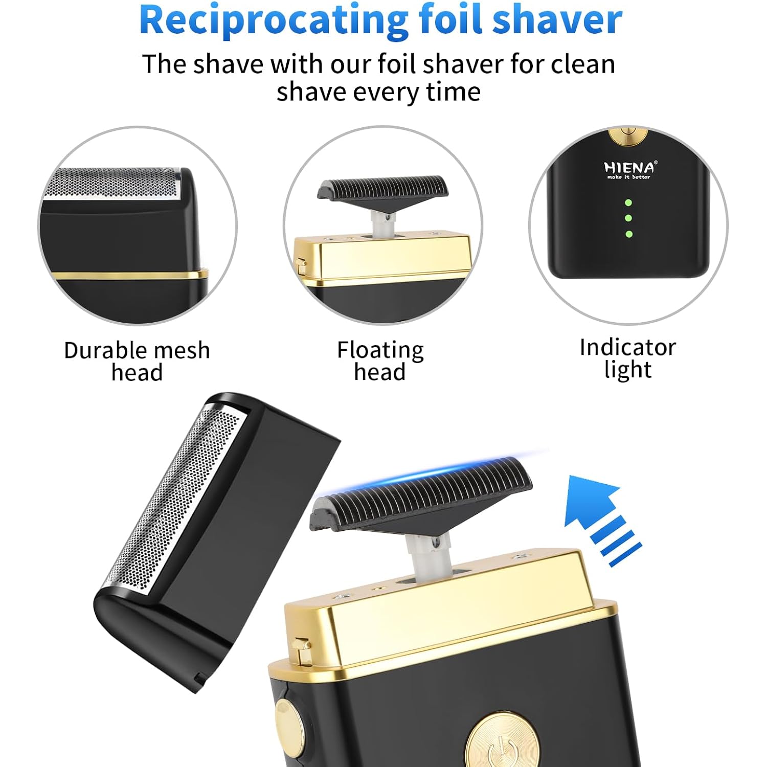HIENA PRO Professional Hair Clippers for Men, Cordless Hair Clipper for Barber Clippers and Trimmer LED Haircut Set with Foil Shaver, Nose Trimmer, Rechargeable Clippers for Men