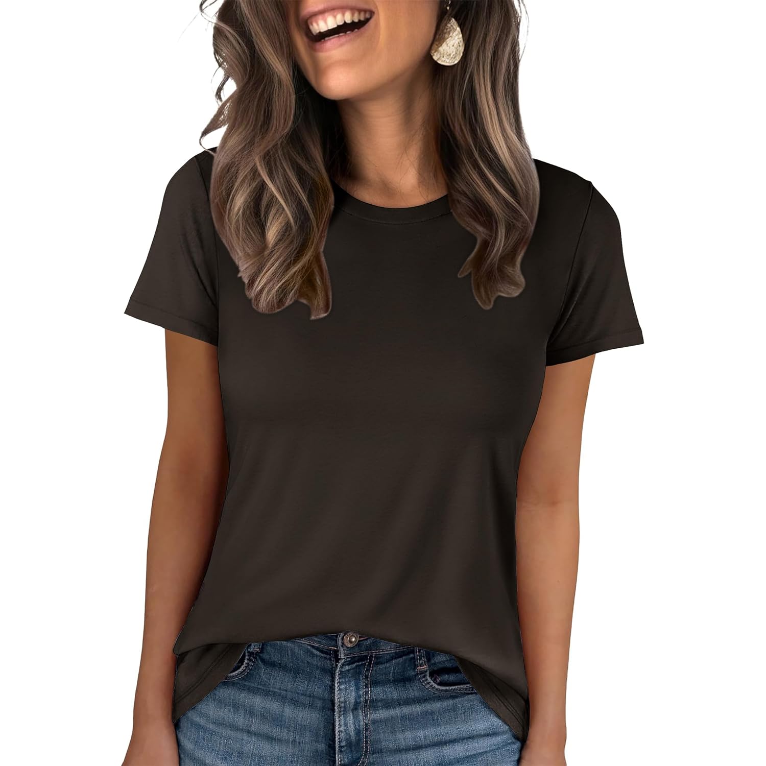 Women Short Sleeve Tops Summer Basic Tee Wrinkle-Free Trendy Cute T Shirts 2026 Spring Business Casual Outfits