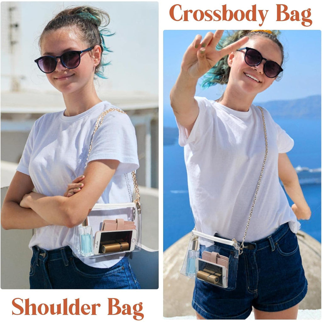Lorbro Clear Purse for Women Stadium Approved, Clear Crossbody Bag with Zipper Closure, Transparent Purse for Concert Sports