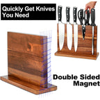 Magnetic Knife Block Double Sided Magnetic Knife Holder Rack with Strong Enhanced Magnets Acacia Wood Magnetic Knife Storage Stand
