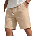 Coofandy Men'S Casual Cotton Linen Shorts Elastic Waist Drawstring Shorts Summer Beach Vacation
