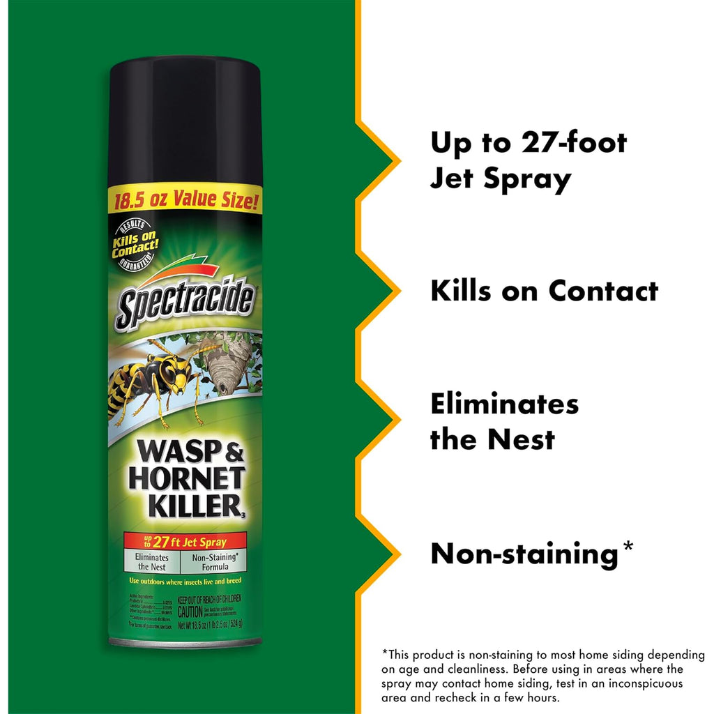 Spectracide Wasp & Hornet Killer Aerosol Kills Wasps, Hornets And Yellow Jackets On Contact & Eliminates The Nest, 12 Pack