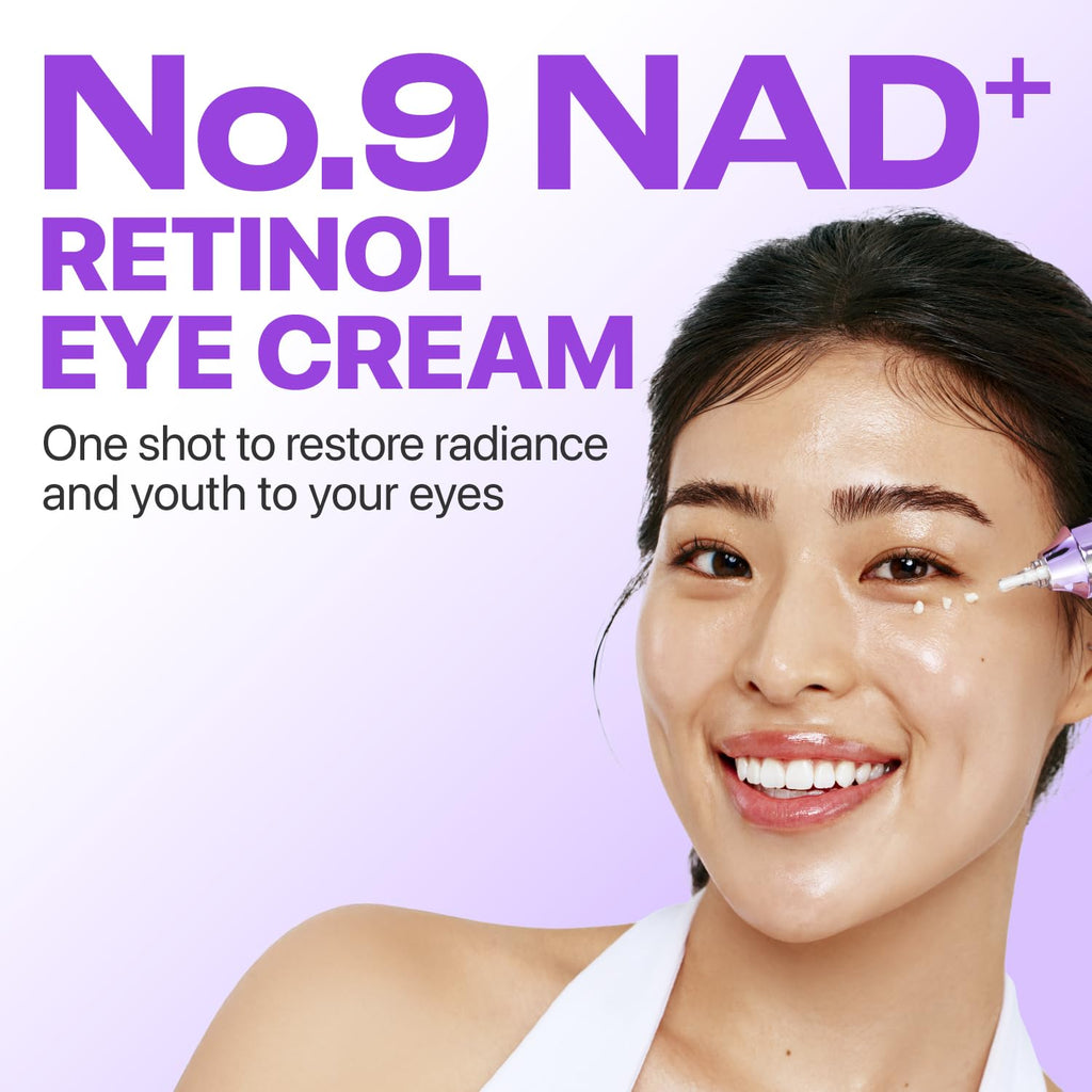 Numbuzin No.9 Nad+ Retinol Eye Cream For Dark Circles, Puffiness & Anti-Aging Eye Serum With 50 Peptides, Niacinamide & Ceramide, Reduces Wrinkles & Fine Lines, Korean Eye Cream, 0.33 Fl Oz