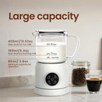 4-In-1 Electric Milk Frother And Steamer For Whole Milk, Led Touch Screen, Cold And Warm Foam Maker, Ceramic-Coated, 13.52Oz For Lattes, Cappuccinos And Hot Chocolate, Auto Shut-Off, Cream White